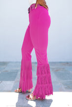 Load image into Gallery viewer, Pink High Waisted Fringe Bottom Pants
