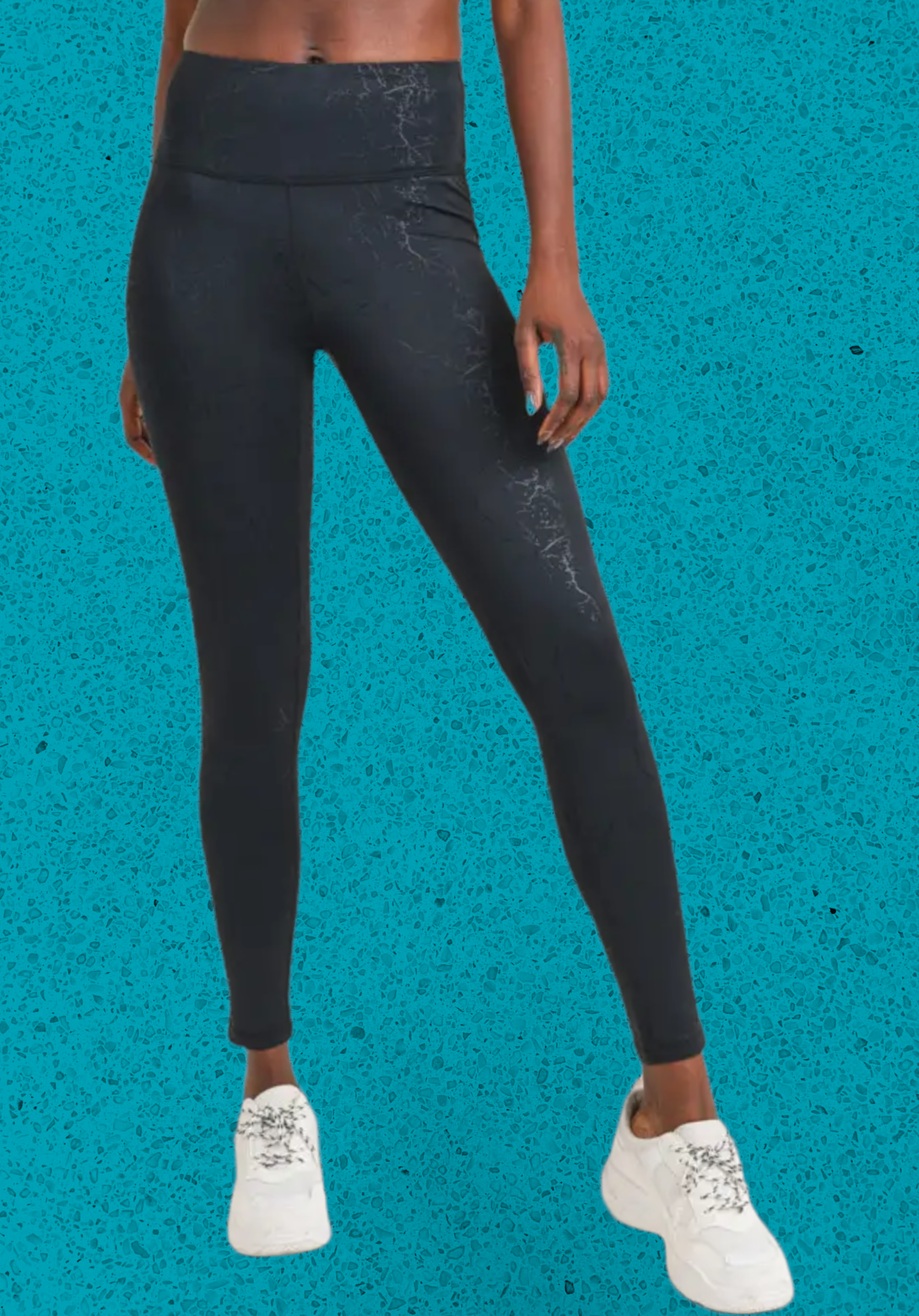 “I Like the Way You Move”Dark Marble Foil Print Highwaist Leggings