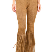Camel High Waisted Fringe Bottom Pants