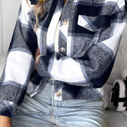 Plaid Cropped Button Jacket