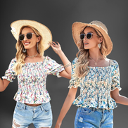 “Lover” Smocked Puffed Sleeve Daisy Top (2 colors available)