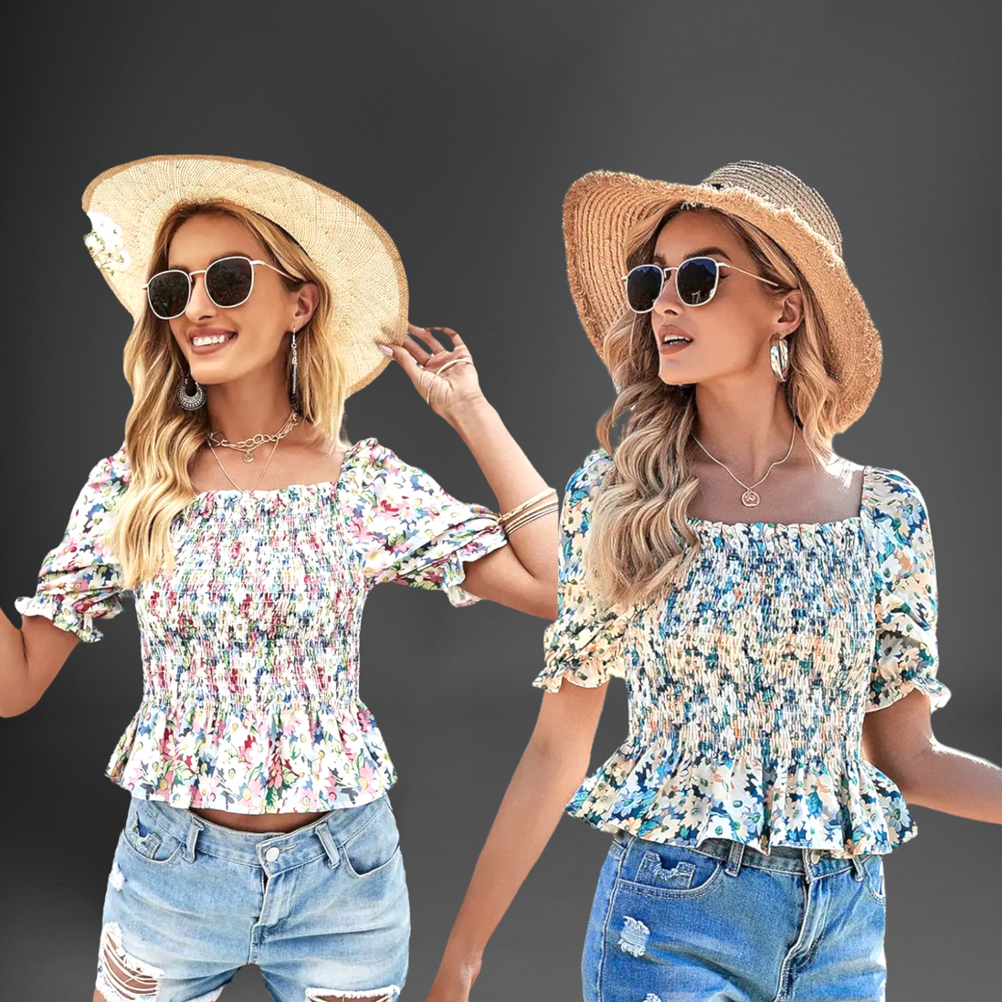 “Lover” Smocked Puffed Sleeve Daisy Top (2 colors available)