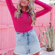 Pink Rhinestone Bodysuit