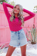 Pink Rhinestone Bodysuit