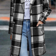 Plaid Button Down Long Coat