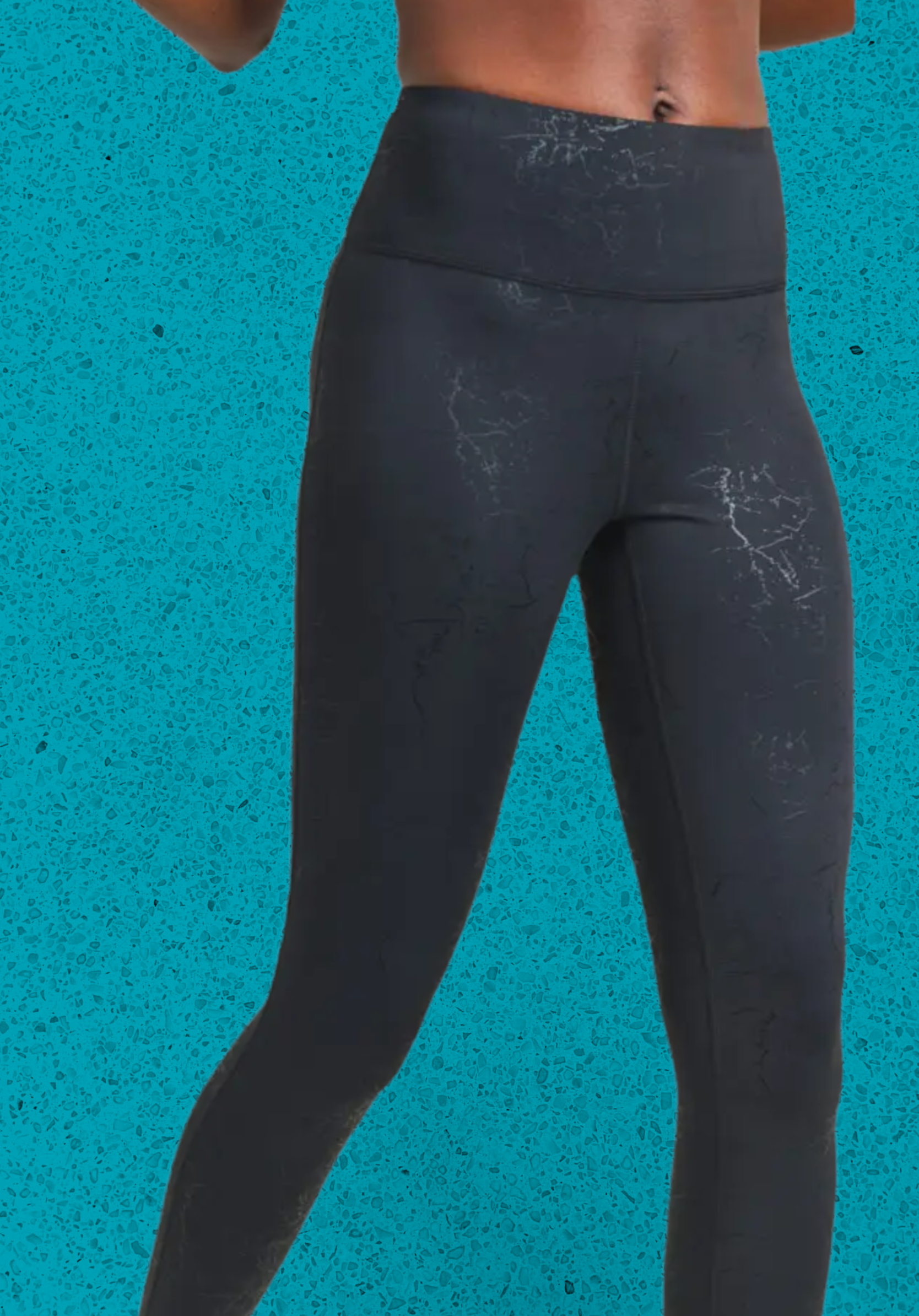 “I Like the Way You Move”Dark Marble Foil Print Highwaist Leggings