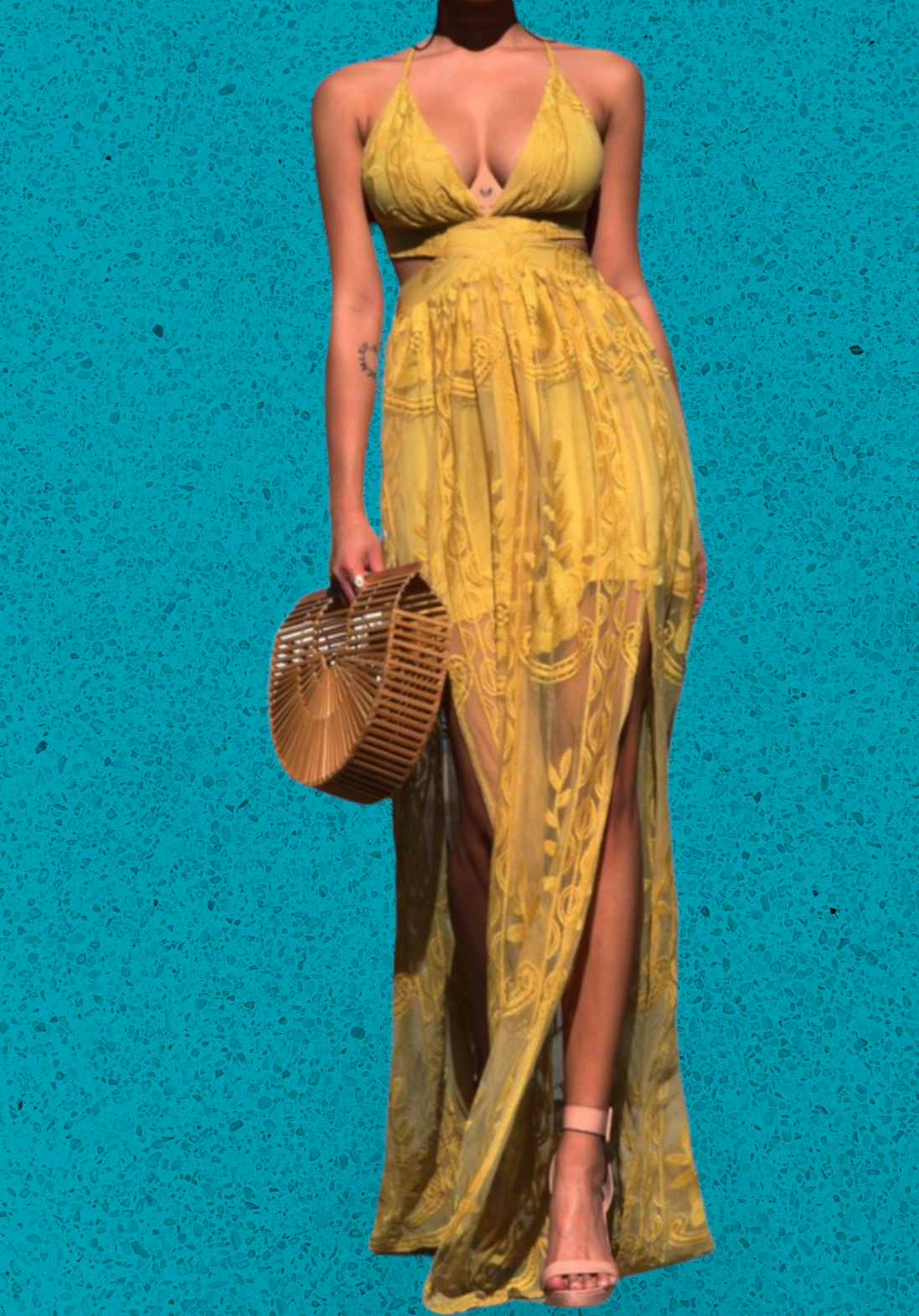 “Bad Girl Phase” Lace Maxi Dress with Open Back