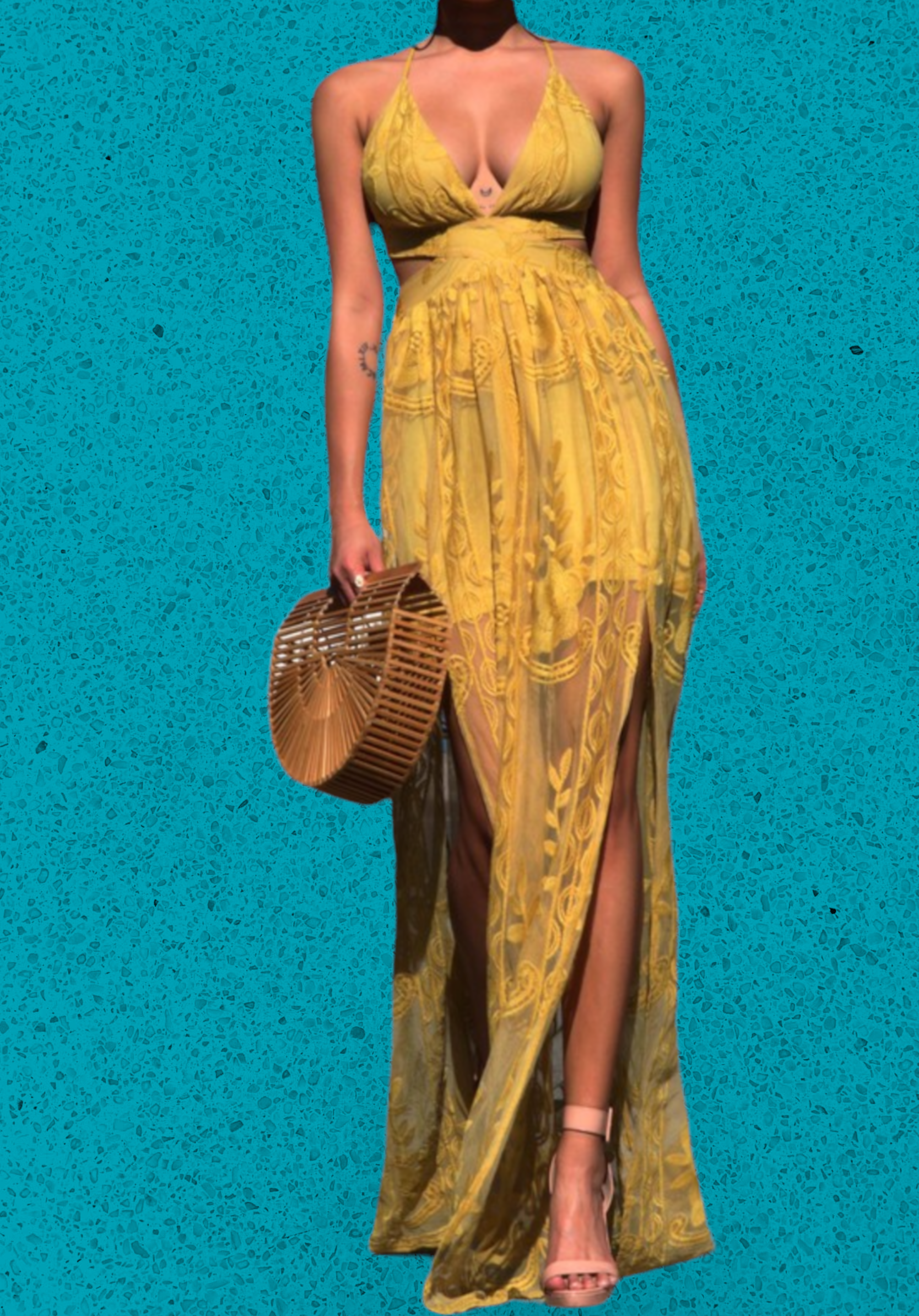 “Bad Girl Phase” Lace Maxi Dress with Open Back
