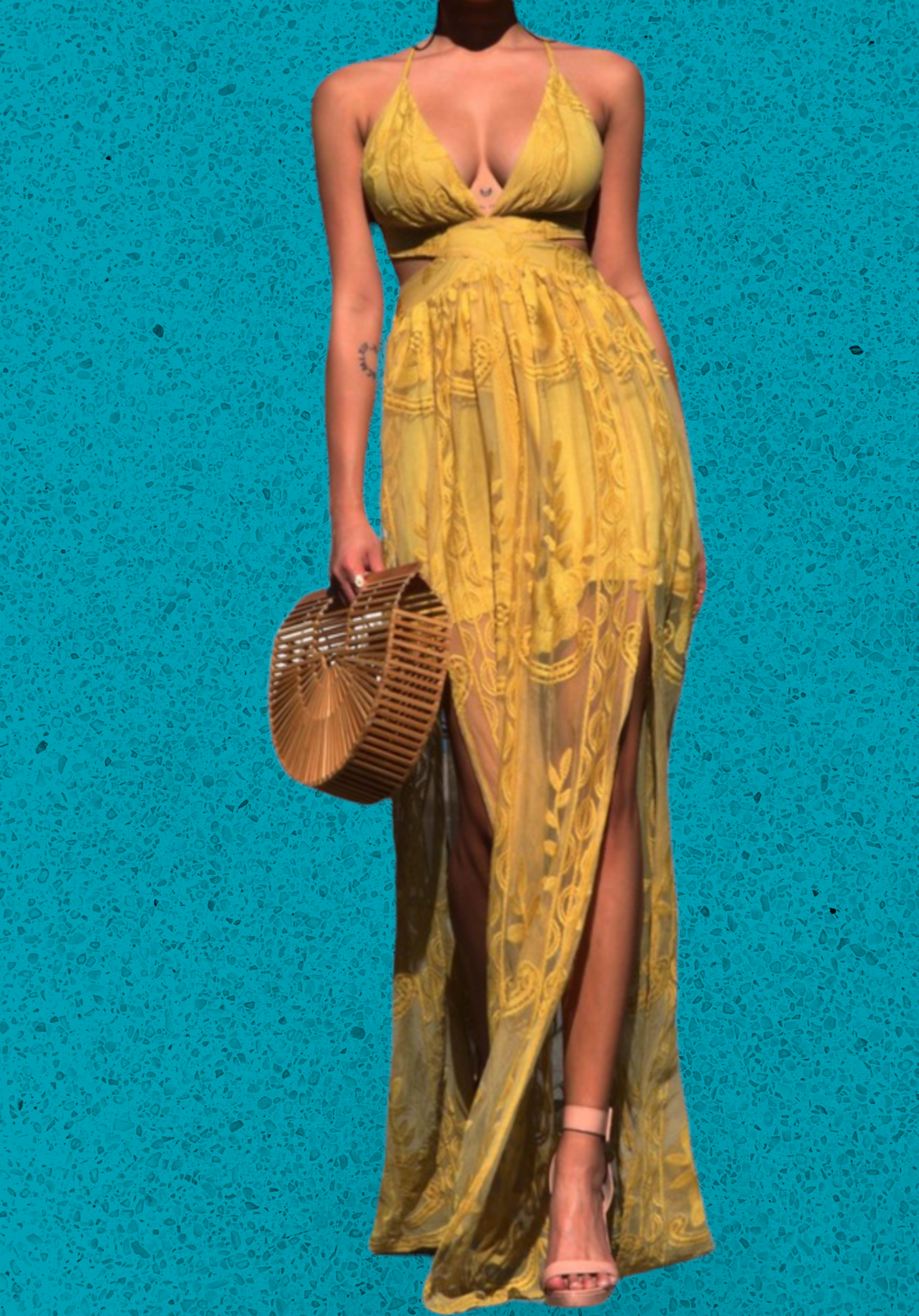 Bad Girl Phase Lace Maxi Dress with Open Back Mustard / Medium Bad Girl Phase Lace Maxi Dress with Open Back Mustard / Medium