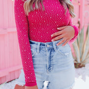Pink Rhinestone Bodysuit