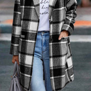 Plaid Button Down Long Coat
