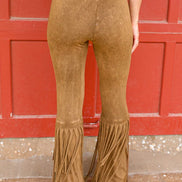 Camel High Waisted Fringe Bottom Pants