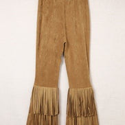 Camel High Waisted Fringe Bottom Pants