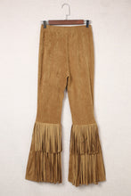 Load image into Gallery viewer, Camel High Waisted Fringe Bottom Pants
