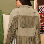 “I Guess I’m in Love” Distressed Wash Jacket with Fringe Detail