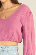“Strawberry Wine” Cotton Crinkle Top