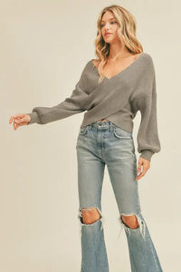 “Dilemma” Wrap Front Sweater