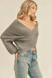 “Dilemma” Wrap Front Sweater