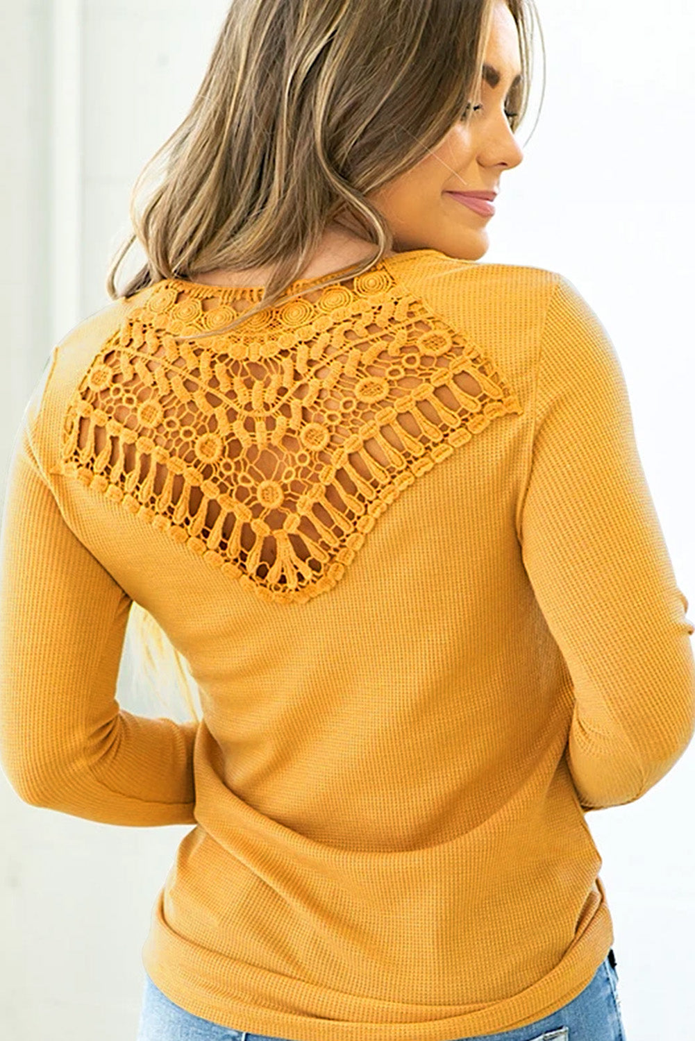 Crochet  Back Thermal Button Top