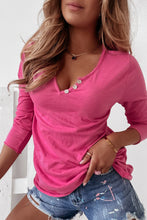 Load image into Gallery viewer, Button Detail V-Neck Long Sleeve Top
