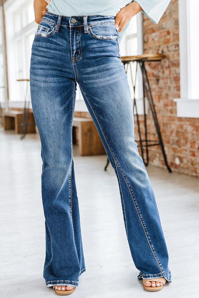 Medium Wash High Rise Flair Jeans