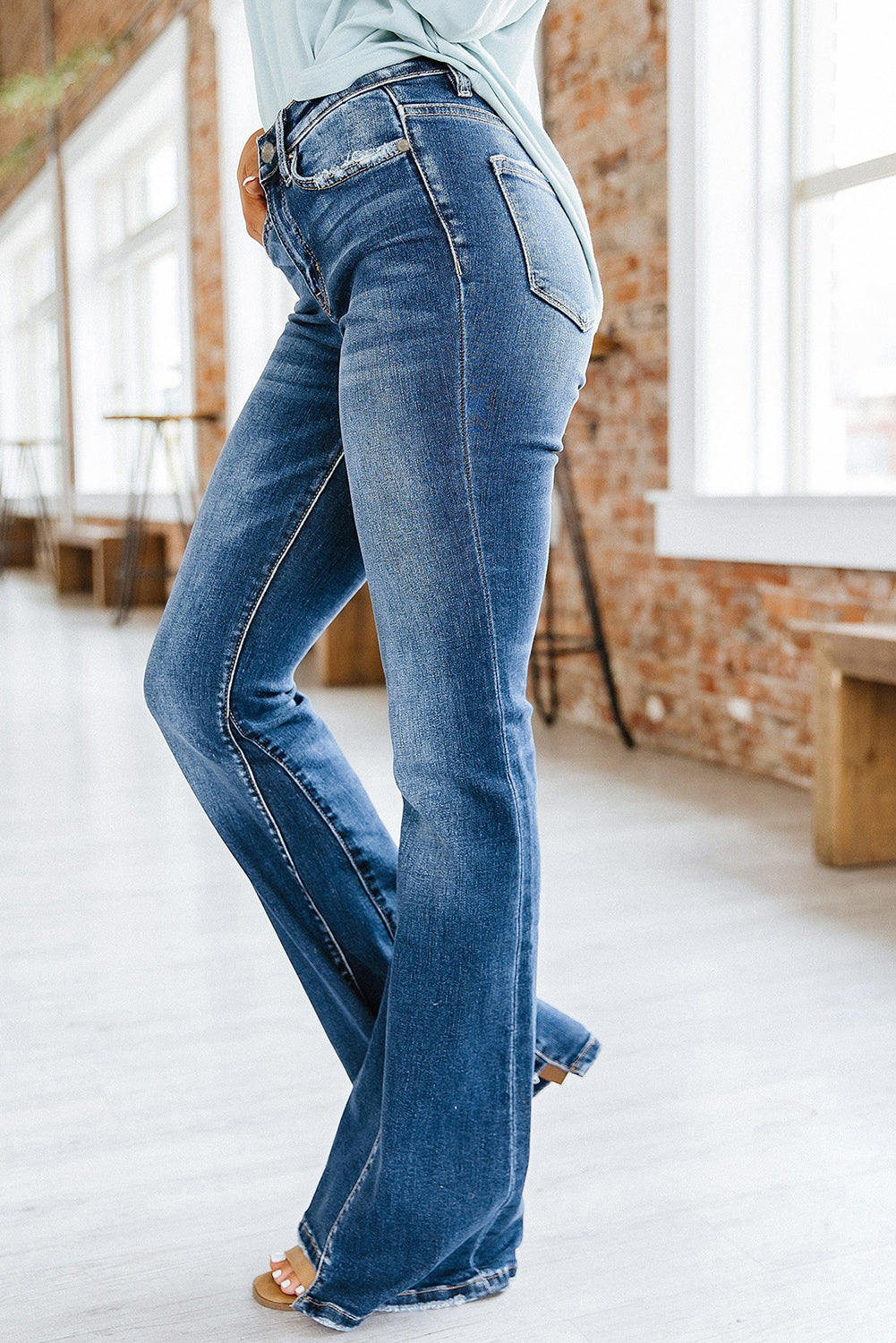 Medium Wash High Rise Flair Jeans