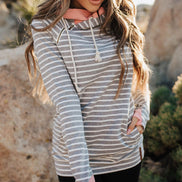 Asymmetrical Zip Striped Hoodie