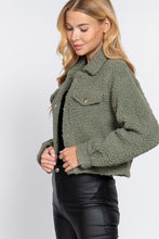 Load image into Gallery viewer, Long Sleeve Faux Fur Sherpa Crop Jacket
