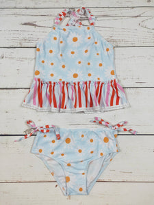 KIDS Daisy Printed Two Piece Girls Summer Swim Set