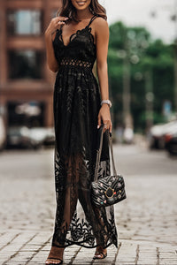 Lace Bralette Top Maxi Dress BLACK