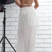 V Cut-Out Dress With Open Back WHITE