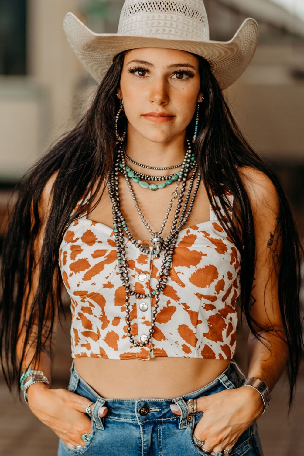 Cow Pattern Crop Top