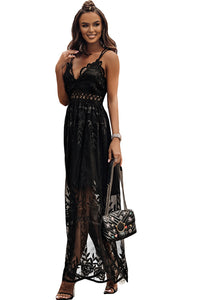 Lace Bralette Top Maxi Dress BLACK
