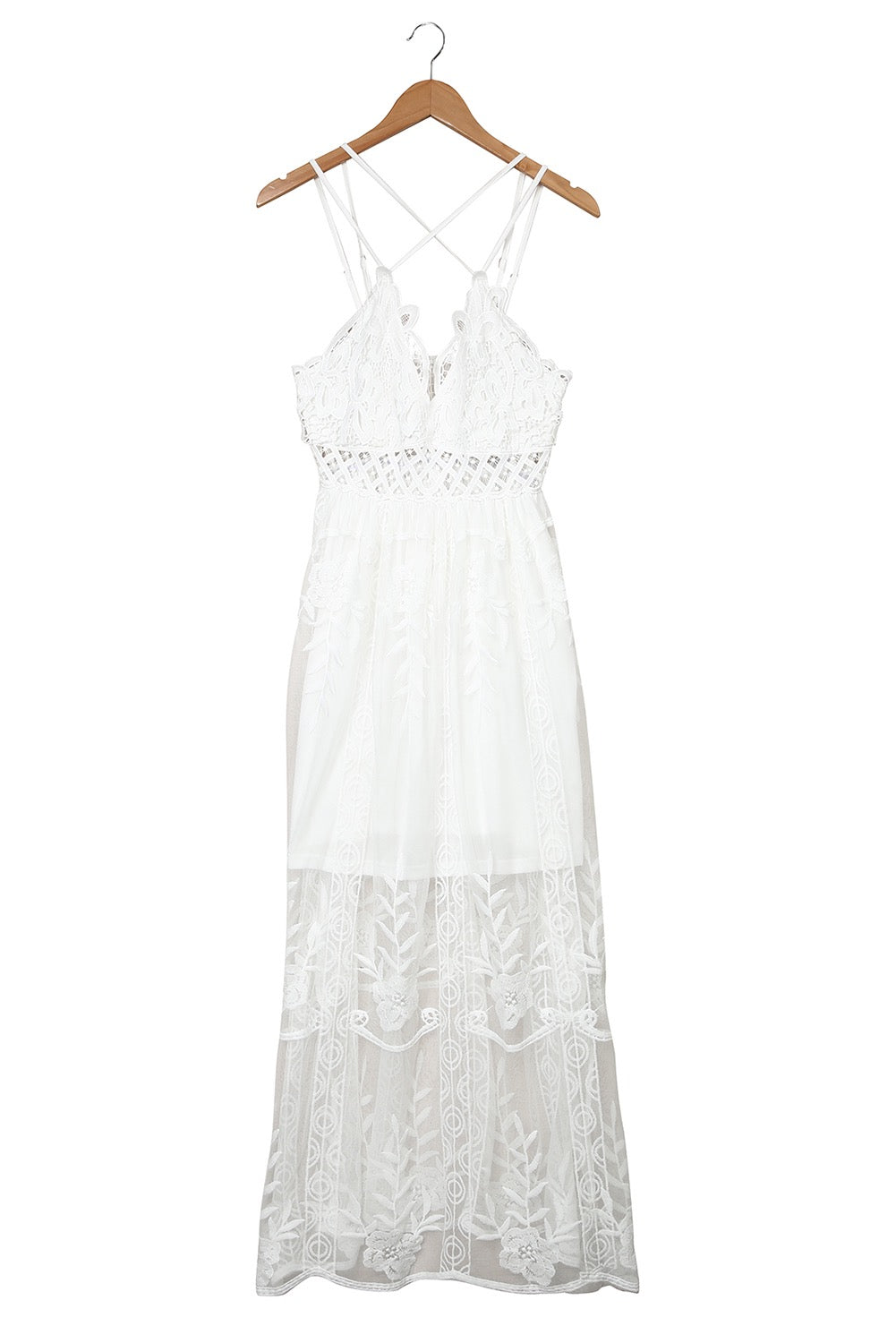 Lace Bralette Top Maxi Dress WHITE