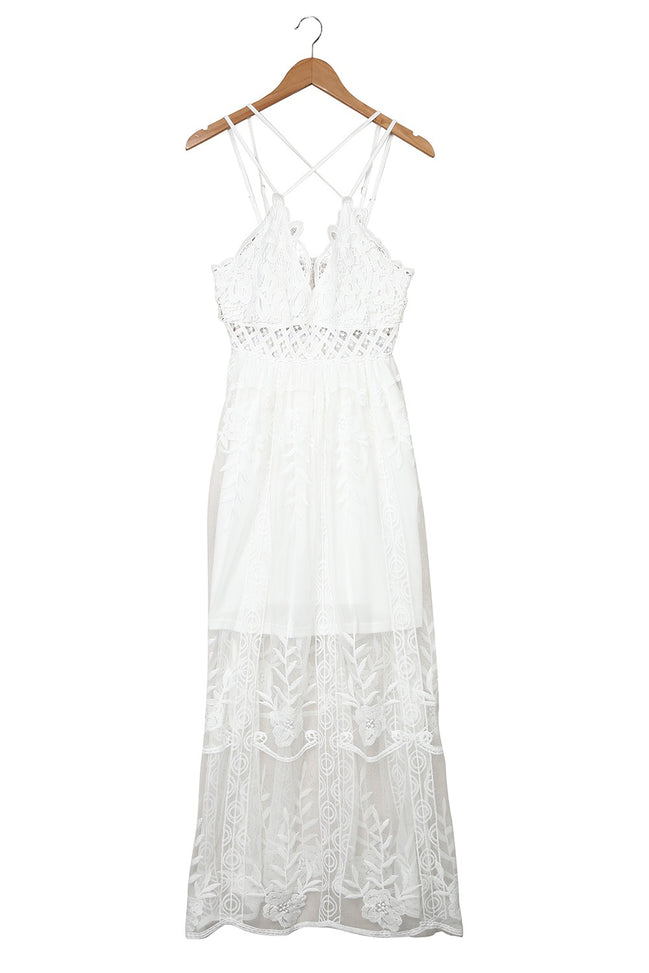 Lace Bralette Top Maxi Dress WHITE