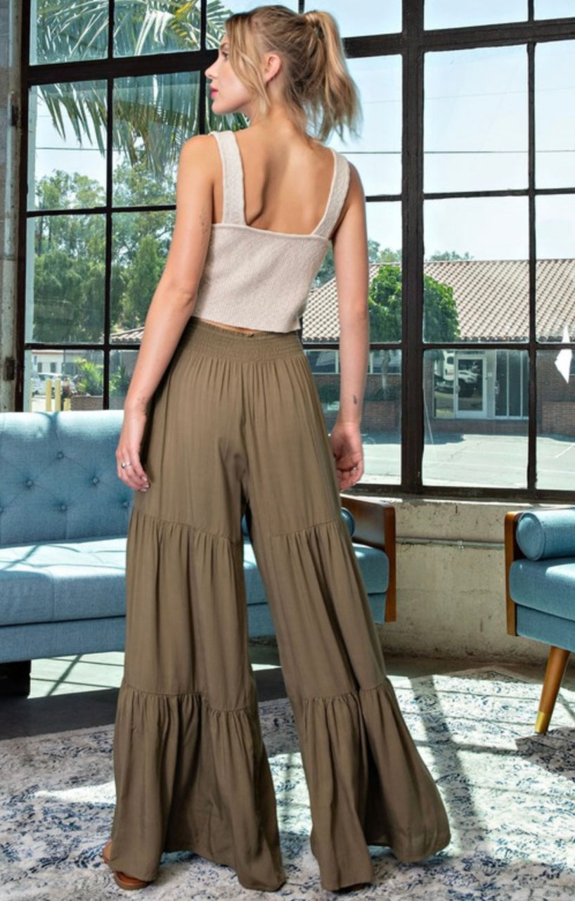 Hunter Green Wide Leg Pant