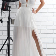 V Cut-Out Dress With Open Back WHITE