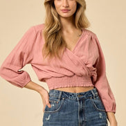 Linen Smocked Off Shoulder Top