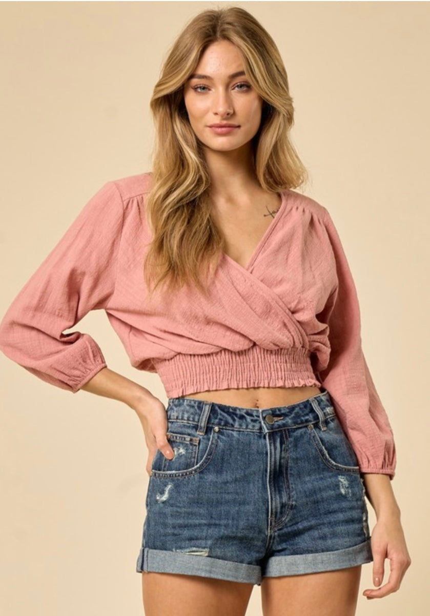 Linen Smocked Off Shoulder Top