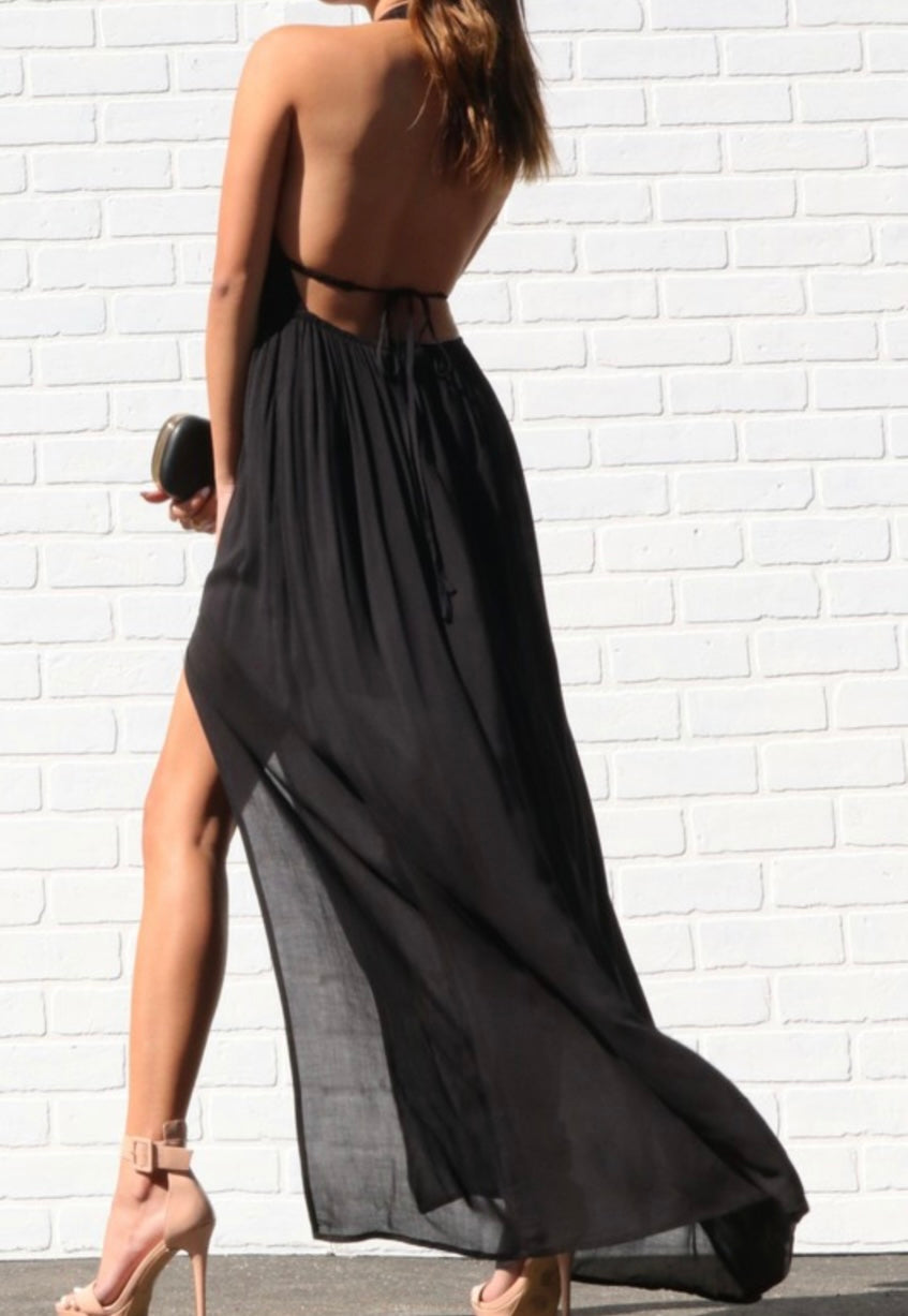 Cut-Out Dress With Open Back BLACK