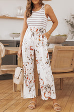 Load image into Gallery viewer, White Floral and Striped Jumpsuit
