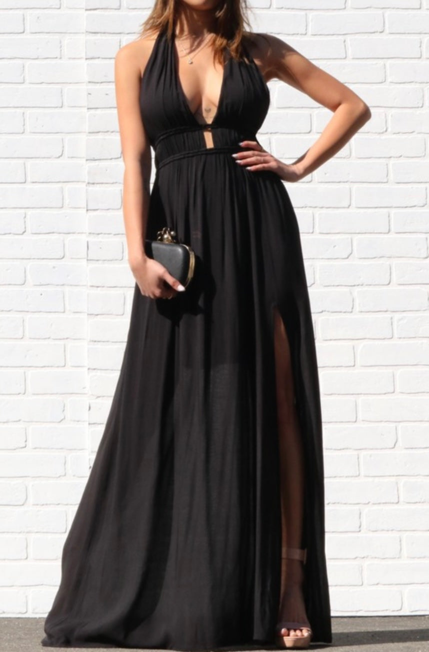 Cut-Out Dress With Open Back BLACK