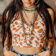 Cow Pattern Crop Top