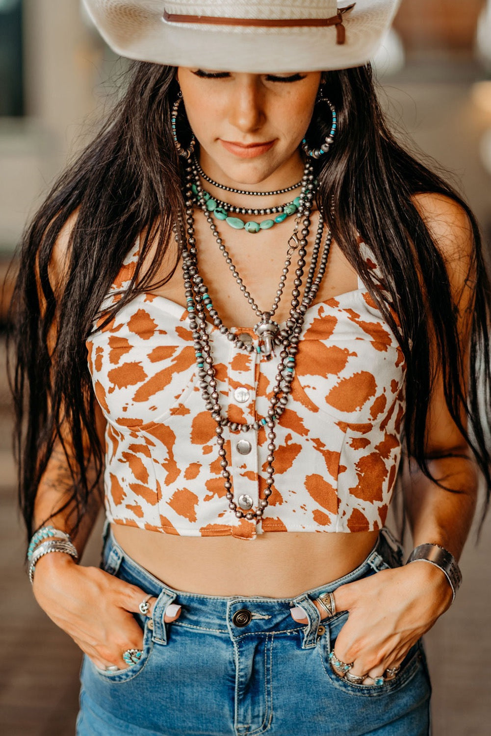 Cow Pattern Crop Top