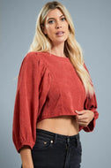 BALLOON LONG SLEEVE CROP TOP