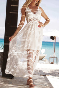 Lace Bralette Top Maxi Dress WHITE