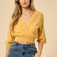 Linen Smocked Off Shoulder Top