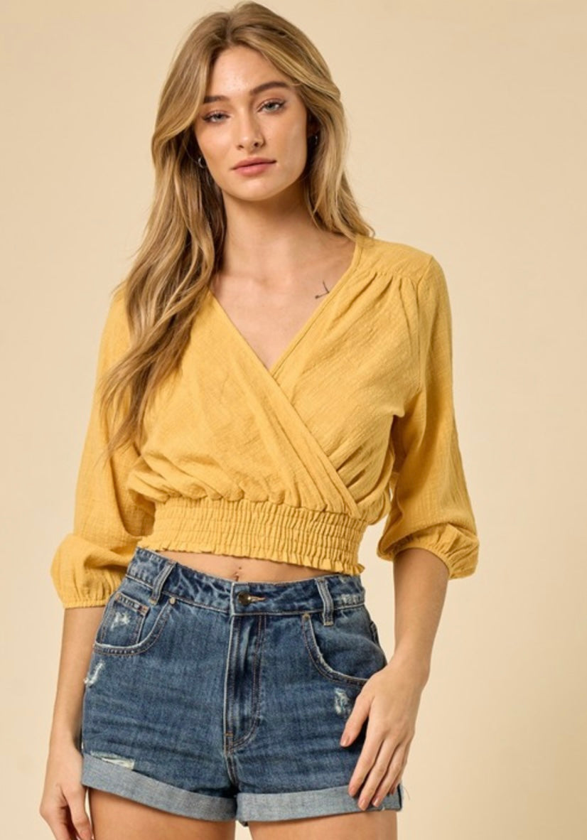 Linen Smocked Off Shoulder Top