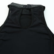 High Neck Sleeveless Bodysuit with Rhinestones BLACK