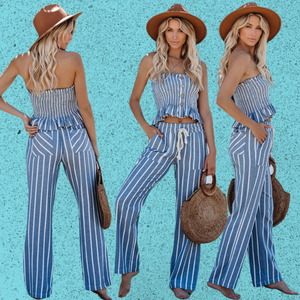 "Pretty Woman" Striped Pant and Tube Top Set